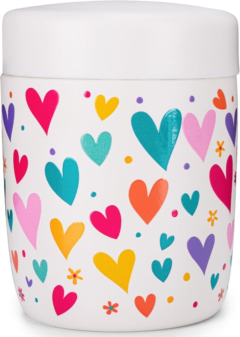 Charcy 9oz Stainless Steel Vacuum Insulated Kids Food Jar - Soup Thermo for Hot & Cold Food - White Heart - Image 1